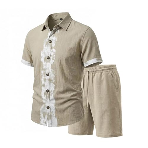 Survêtement de loisirs homme coton lin short t-shirt tie dye coloré
