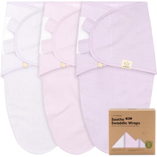 Image of 3-Pack Organic Swaddles for Newborns, Baby Sleep Sacks 0-3 Months - Baby Swaddle Wrap, Newborn Wearable Blanket, Infant Sleep Sack for Girls, Boys, Soft & Snug, Large Hook & Loop Closure (Soft Lilac)