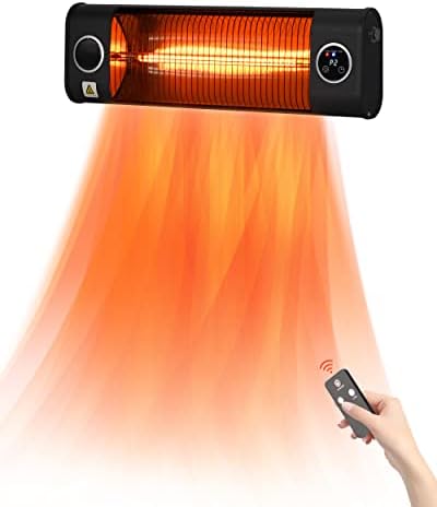Electric Patio Heater, Mountman 1500 Watts Electric Outdoor Heater with Remote Control, 1-9 Hours, 2 Modes Infrared Heater Wall-Mounted for Patio Garage