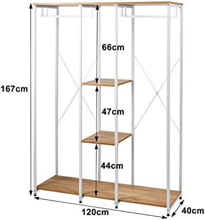 WOLTU Extra Large Clothes Rail,Super Sturdy Coat Stand Rack Storage Shoe Rack Shelves Organizer White SR0048whe