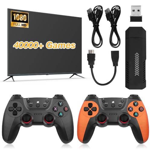 AVCXEC Retro Konsole, Retro Game Stick 4K TV Spielekonsole 128GB 40000+ Spiele, HDMI 4K, USB 2.4 g Wireless Controller Game Stick Videospielkonsole Plug and Play, 2 Bluetooth Gamepads