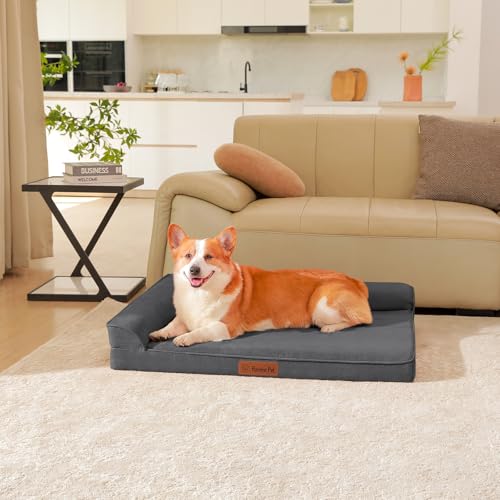 Image of Rainmr Microsuede Dog Bed for Small & Medium Dogs - Orthopedic Dog Bed with Removable Washable Cover, Memory Foam Pet Bed Mat, 35x23 Inches, Dark Grey