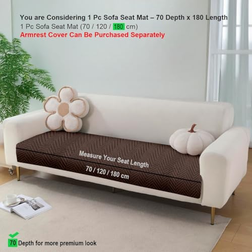 Image of Amazon Basics - Velvet Quilted Make Your Own Sofa Cover | 3 Seater | Multi-Layered Fabric | 180cm x 70cm | 350 GSM | Color - Brown