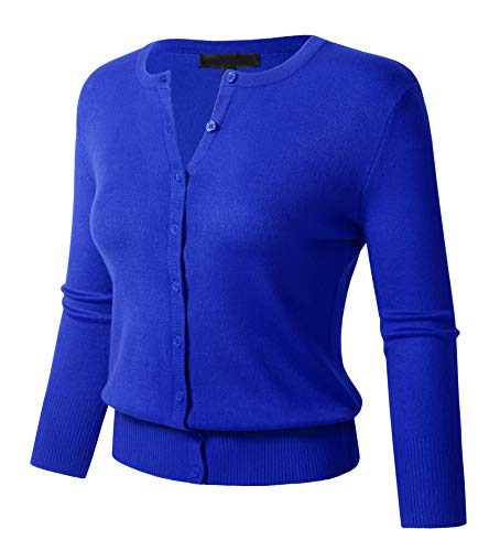 Image of Allsense Women's Long-Sleeve Crewneck Cardigan | Classic Button Down Sweater, Soft Fine Knit, Lightweight