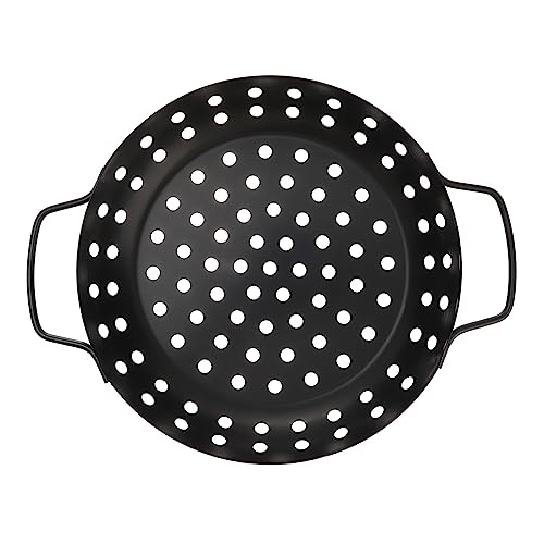 Toddmomy Portable Non Stick Grill Tray with Large Holes and Double Handles Durable Barbecue Plate for Outdoor Cooking for Vegetables and Fish for Grilling