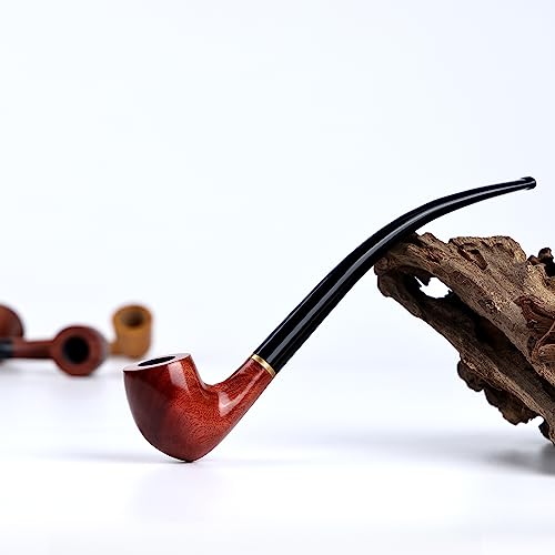 Obetis Tobacco Pipe Churchwarden Tobacco Pipe Smoking Pipe Premium Rosewood Wooden Pipe,Well Designed Lightweight Pipe for Smoking Tobacco, Tobacco Pipes & Accessories With Guide Book