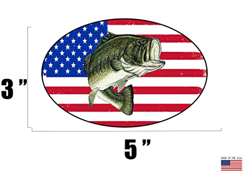 Bass Fish Usa Flag Sticker Decal Fishing Bumper Sticker Fish Patriotic United Auto Decal Car Truck Boat Rv Real Life Rod Tackle Box #TOP1