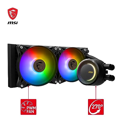MSI MAG CORELIQUID E240 AIO CPU Liquid Cooler, Enlarged Copper Cold Plate, ARGB Blockhead & FDB Fans - Image 2