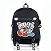 EU_LevinArt Cuphead Rucksack Reisetasche Cuphead Unisex Student Laptop Schule Umhängetasche Mit USB-Ladeanschluss Cuphead Schultasche Für Kinder (A)