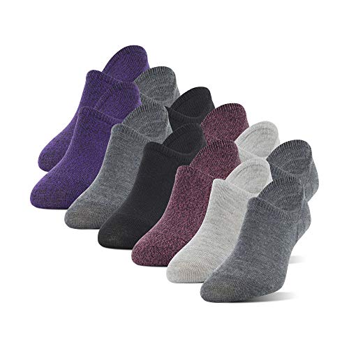 PEDS Women's Essential High Cut No Show Socks, 12 Pairs, Dark Grey/Light Grey/Pink/Black/purple, Shoe Size: 5-10