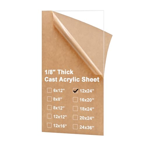 Image of KINLINK 12x24 Plexiglass Sheets 1 /8 inch Thick, 3mm Clear Cast Acrylic Sheet, Plastic Board for DIY Project, Craft, Window Glass, Table Top, Picture Frame, Acrylic Sign and Wedding Invitation 1 Pack