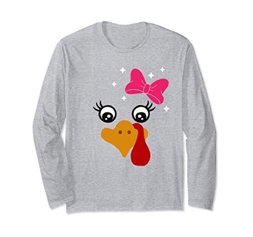 Lady Turkey Face Costume Gift Funny Thanksgiving Manga Larga