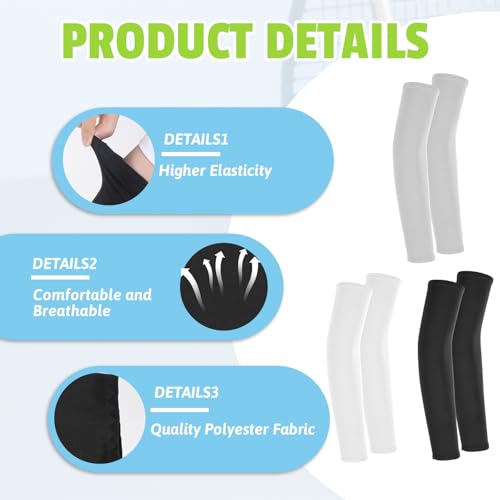 3 Pairs Kids Arm Sleeves, Sun Protection Breathable Elastic Ice Sleeve Compression Cooling Sleeves for Boys Girls3