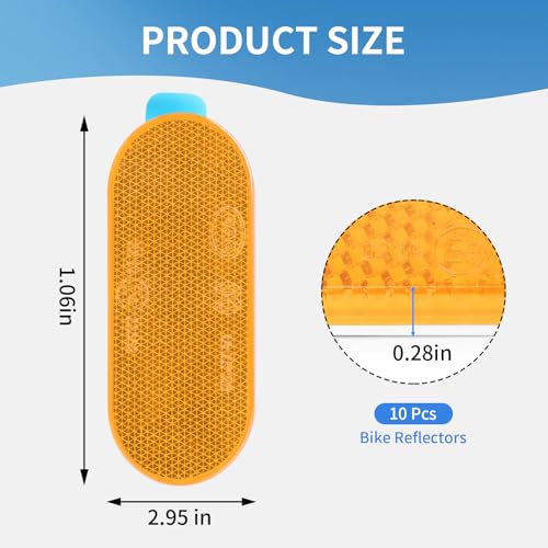 Image of 10 Pack Oval Reflectors Yellow Self Adhesive Quick Mount for Driveway Fence Gate Posts Trailers Safety Reflectors Automobiles Boats Mailboxes Reflector