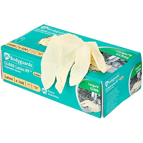 Bodyguard GL8883 Disposable Latex Gloves, L Size Cover