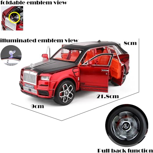 Modelo de auto Rolls-Royce Cullinan 1:24 rojo miniatura 2