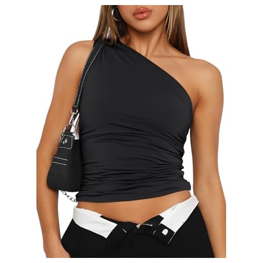 Trendy Queen Womens Going Out Tops Summer Spring Tank Crop Outfit Cute Y2k Shirts Corset Fashion Workout Clothes 2025 Black M