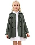 Kukume Kids Girls Outwear Jacket Hooded Lightweight Button Down Trench Coat Waterproof Active Windbr