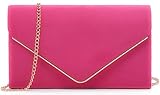 Dasein Ladies' Velvet Evening Clutch Handbag Formal Party Clutch For Women With Chain Strap (Rose)