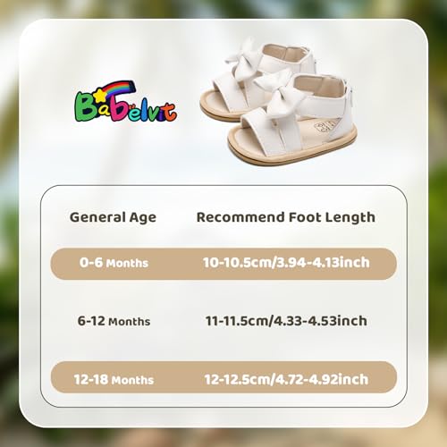 Image of Babelvit Infant Baby Girl Boy Sandals Comfort Premium Summer Outdoor Casual Beach Shoes with Flower Bowknot Anti Slip Rubber Sole Newborn Toddler Prewalker First Walking Shoes