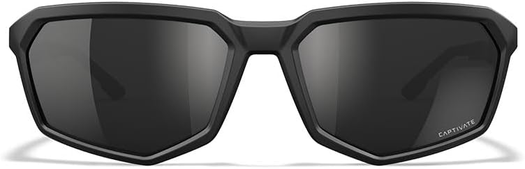 Wiley X WX Recon Sunglasses Safety Glasses for Men Shatterproof UV Eye Protection for Combat and Shooting Captivate Polarized Black Mirror Lenses Matte Black Frames - Image 2