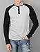 H2H Men's Comfort-Fit Casual Color Blocked Baseball Jersey Knit Henley Raglan T Shirt Black US L/Asia XL (CMTTL077)