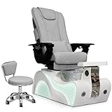 Dolphin Pedicure Chair for Nail Spa with Massage, Heat, USB, Air Vent & Bubble System – Includes Stool, Pillow, Magnetic Jet Heads & Discharge Pump – Luxury Spa Station