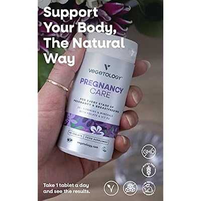 VEGETOLOGY Pregnancy Vitamins for Women Prenatal Vitamin & Postnatal Vitamins for Breastfeeding Moms w/20+ Vitamins, Folate & More Vegan Prenatal Vitamins for Every Stage of Pregnancy (60 Ct)