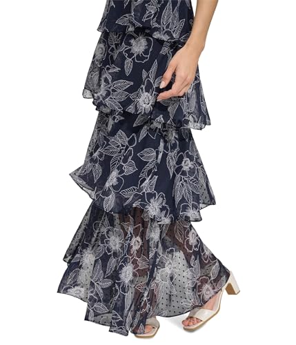 Image of Tommy Hilfiger Women's Sleeveless Halter Neck Tiered Skirt Maxi Dress