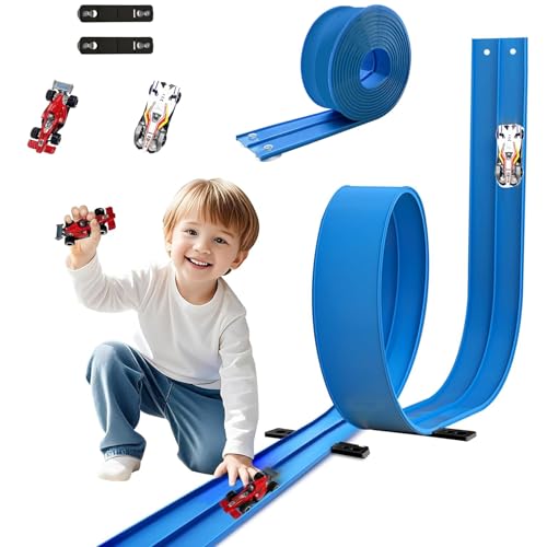 Mailfull Pista de Coches para Niños 4.5M Circuito Coches Flexible Incluye 2 Coche de Aleación Rampa Bolsa de Almacenamiento Regalo para Niño y Niñas
