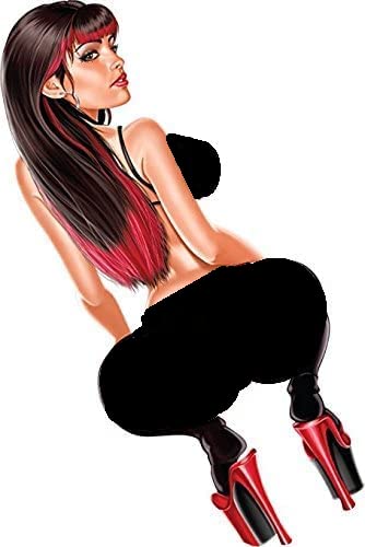 2 pcs Sexy Pin Up Girl Sticker Decal, 5 inches - Vinyl Sticker for Toolbox, Wall, Window