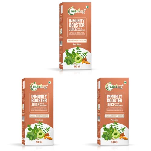 Image of Nutriorg Immunity Booster Juice 500ml (Giloy, Tulsi, Neem, Haldi, Dalchini, Lemon, Kinnow, Noni, Honey and Amla) (Pack of 3)