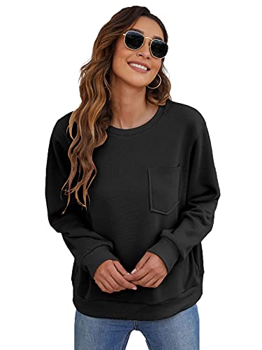 JOEupin Sweat à capuche léger et décontracté pour femme avec poches, noir, X-Large Cover