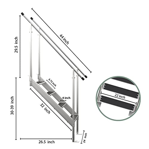 Unkle Metal Dock Ladder Aluminum 4 Steps Pontoon Boat Ladder 350 Lbs Load Wider Pedals Hand Railings Anti-Slip Rubber Mat Removable Deck Flip Up Dock Swim Ladder Lake Marine Boarding Steps Pool Yacht #TOP2