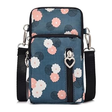 Bolsa tiracolo para celular feminina, bolsa tiracolo pequena de nylon, Círculo azul 015, Small