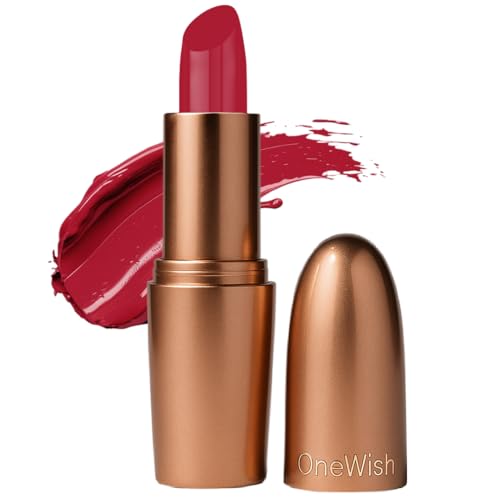 Image of One Wish Creamy Matte Lipstick - Cherry on Top Shade 08 | Long Lasting | Full Coverage | Smooth Finish | High Pigment | No Dryness or Flaky Lips | SPF | Enriched with Vitamin E, Almond Oil & Shea Butter | 3.8 gm