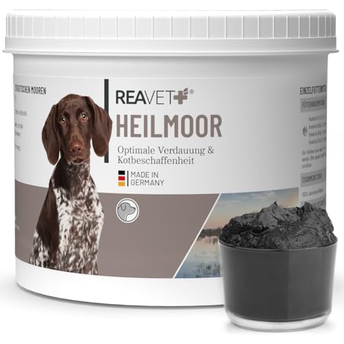 ReaVET Heilmoor für Hunde 500g - Verbessert die Kotbeschaffenheit, Optimale Verdauung, Immunsystem, Magen-Darm-Aktivität, Appetit Anregung I Natürliche Heilerde Moor Hund