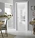 SARTODOORS - Pantry Kitchen Lite Door 30 x 80 with Hardware | Quadro 4002 White Silk with Frosted Opaque Glass | Single Panel Frame Trims | Bathroom Bedroom Sturdy Doors