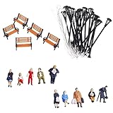 Jili Online People Figures/Bench Models/Lamppost Lights Models for HO Scales Layout Accs