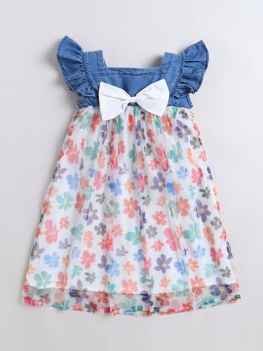 Image of Dresses for Kids Girls, Stylish Knee Length Once Piece Denim Frocks for Girls, Casual Dress for Summer & Special Occasion
