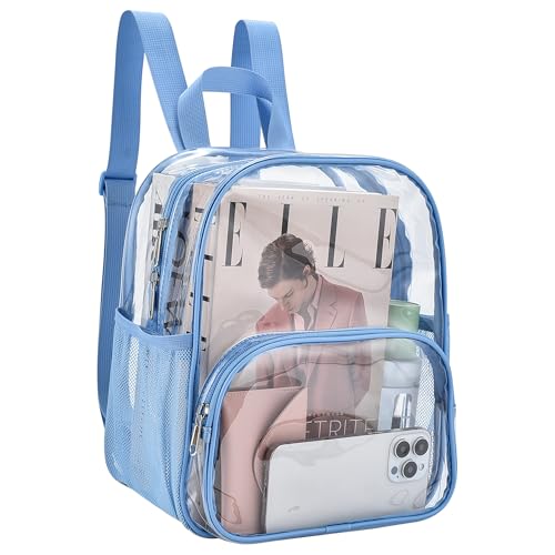 Image of Busiuw Clear Backpack for Stadium Events 12x12x6 with Front Pocket for Concert Sport Fashion Women Backpack Events Work Travel(Sky blue)