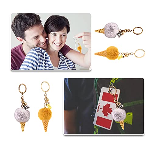 Lelevtxp 2 Pcs Ice Cream Keychains Imitation Mink Fur Keyrings Comfortable Key Chains For Bags Mobile Phones Car Keys #TOP5