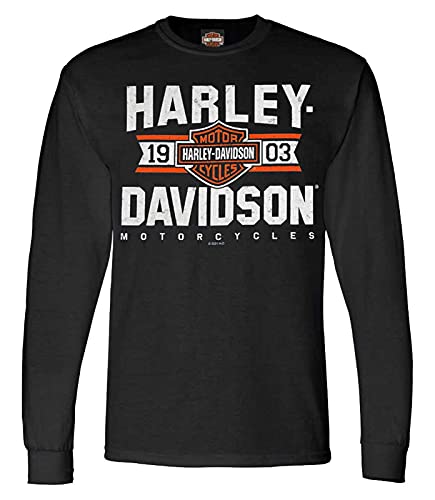 Harley-Davidson Men's Varsity B&S Logo Long Sleeve Crew-Neck Shirt - Black