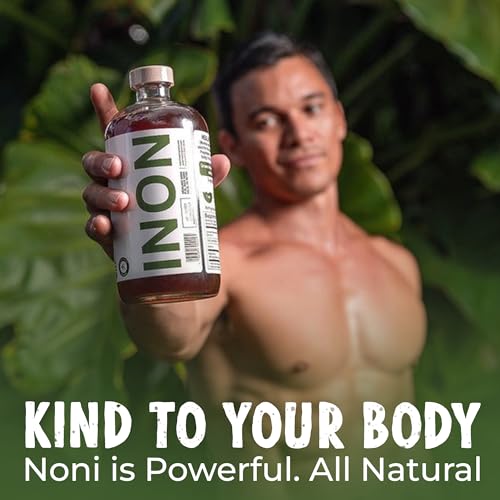 healing noni - 4-pack glass bottle 32oz - hawaiian sparkling raw organic juice - all-natural unsweetened fresh fruit - farm direct
