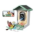 Bird Feeder with Camera, 2K Smart BirdCamera with Solar Powered, AI Identify Birds Species, Instant Arrival Alerts, 2.4Ghz WiFi Bird House for Outdoors, Ideal Gift for Family and Bird Lovers (Green)