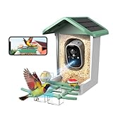 Bird Feeder with Camera, 2K Smart BirdCamera with Solar Powered, AI Identify Birds Species, Instant Arrival Alerts, 2.4Ghz WiFi Bird House for Outdoors, Ideal Gift for Family and Bird Lovers (Green)