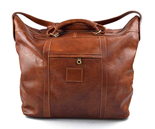 Sac de sport et week-end en cuir miel avec bandoulière confort