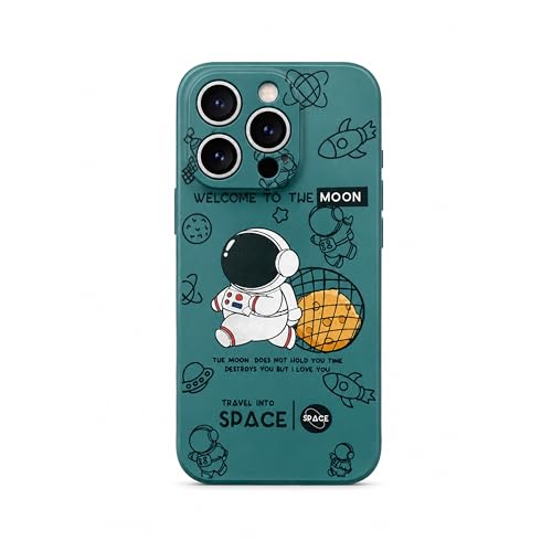 Image of SEJU STORE Cosmic Silicone Astronaut Case for iPhone 11 Pro, Cute Soft Touch Designer Protective Cover, AstroShield Shockproof Defense with Matte Anti-Slip Grip | Astro Moss