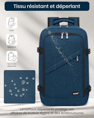 Sangle Valise Tsa Voyage : Kono Sac à Dos Voyage Cabine Avion 40x20x25 cm, Bagage Cabine à Main... – Image 4