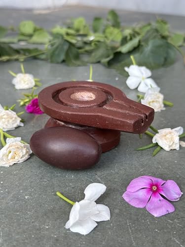 Image of Shivam VASTU AKAL 1.5 inch Original Narmadeshwar Narmada Shivling with 3 inch Narmada Stone Yoni Base Jaladhari (Swayambhu Shivling, Brown Damru Jaladhari)